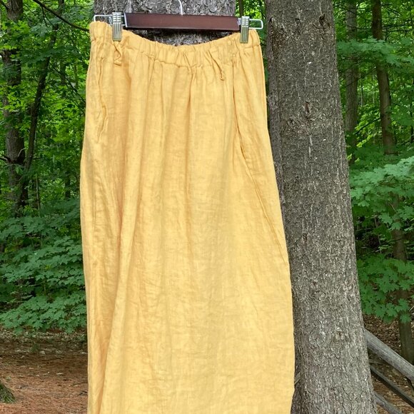 Unique 100% Linen Skirt (Harem Style), OS, yellow-mustard - Picture 7 of 12
